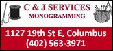 C & J Services Monogramming Sponsorship Banner